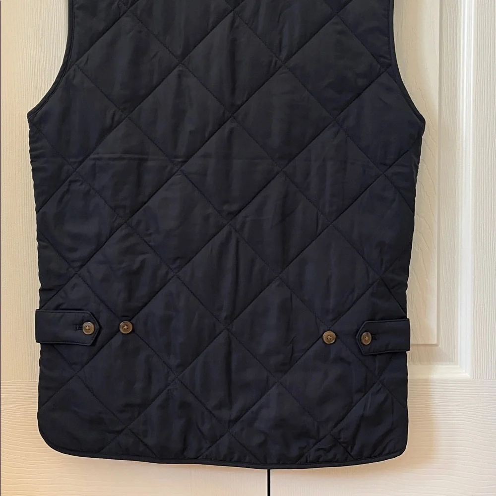 J Crew Mens Quilted Vest Dark Blue Tan Size XS